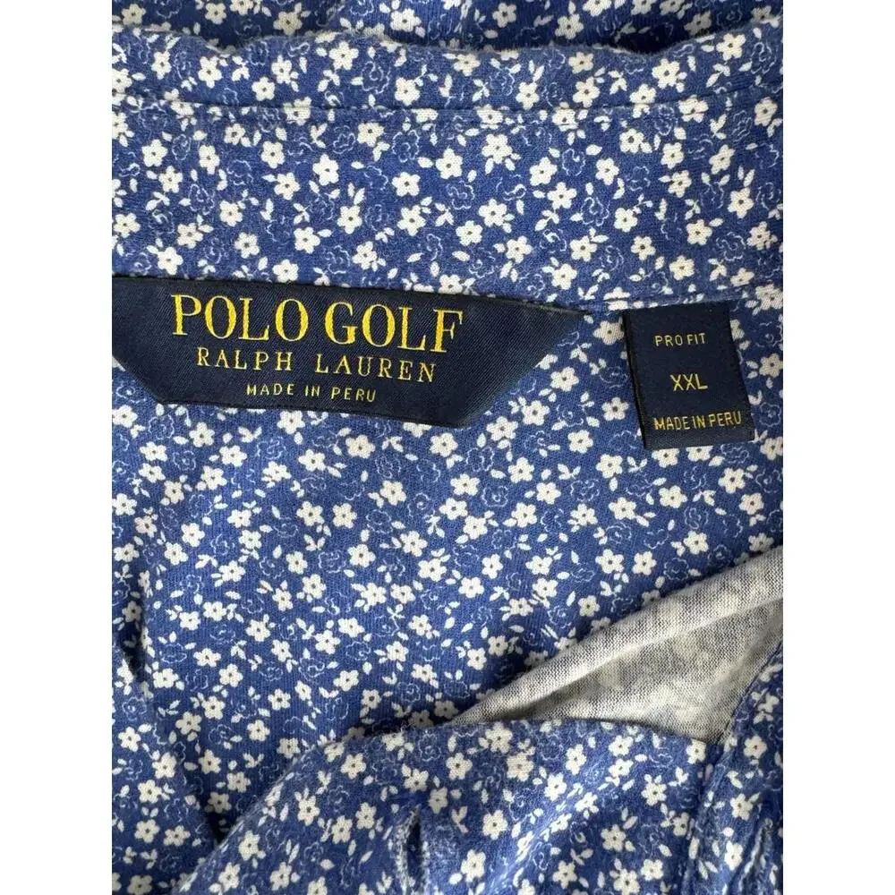 Ralph Lauren Polo Shirt Mens XXL Pro Fit Ditsy Floral 100% Pima Cotton Peru Golf